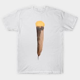 Brown Feather with an yellow tip. Watercolor T-Shirt